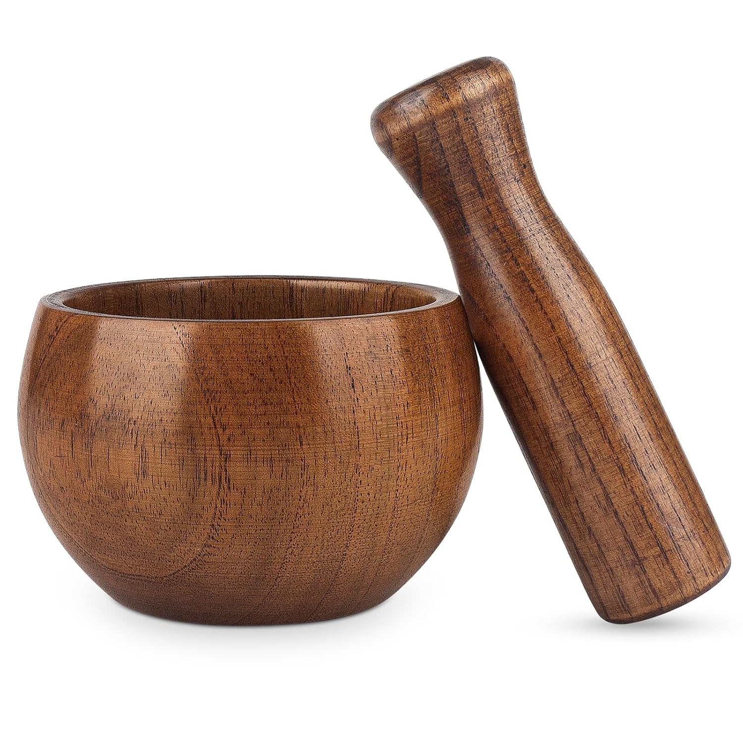 Wood Mortar and Pestle Set, Wood Grinder Bowl for Guacamole, Salsa, Herb Crusher and Pill