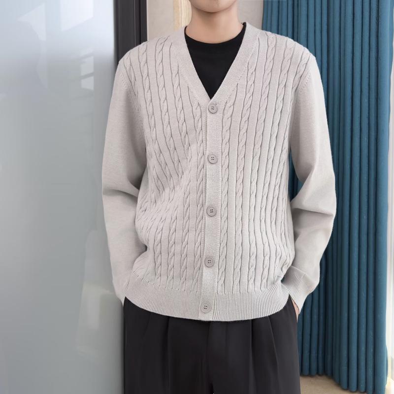 2025 Men's Trendy V-neck Knit Cardigan Sweater for Spring & Autumn
