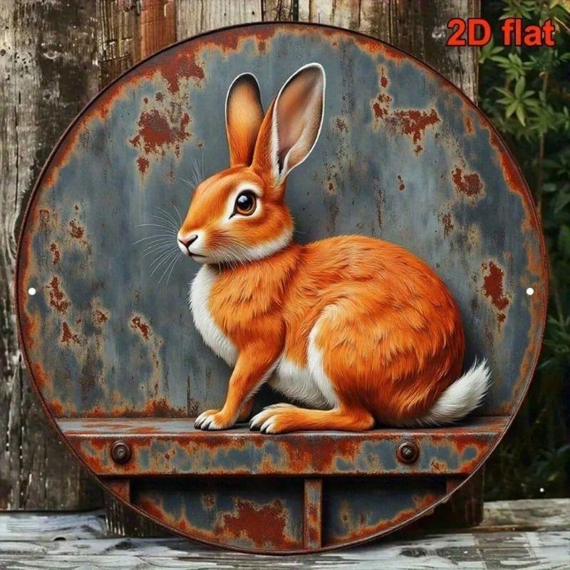 Metal Poster Vintage Rabbit 8x8 Inch Wall Art Home Decor