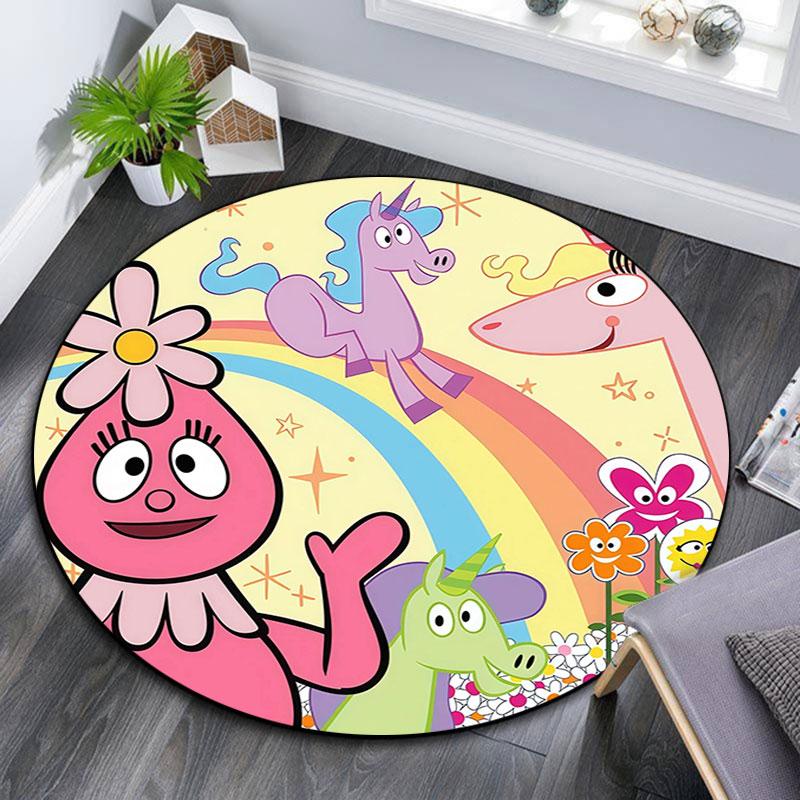 Yo Gabba Gabba!,Round Area Rug,Carpet Rug for Living Room Bedroom Sofa Playroom Decor,Non-slip Floor Mat