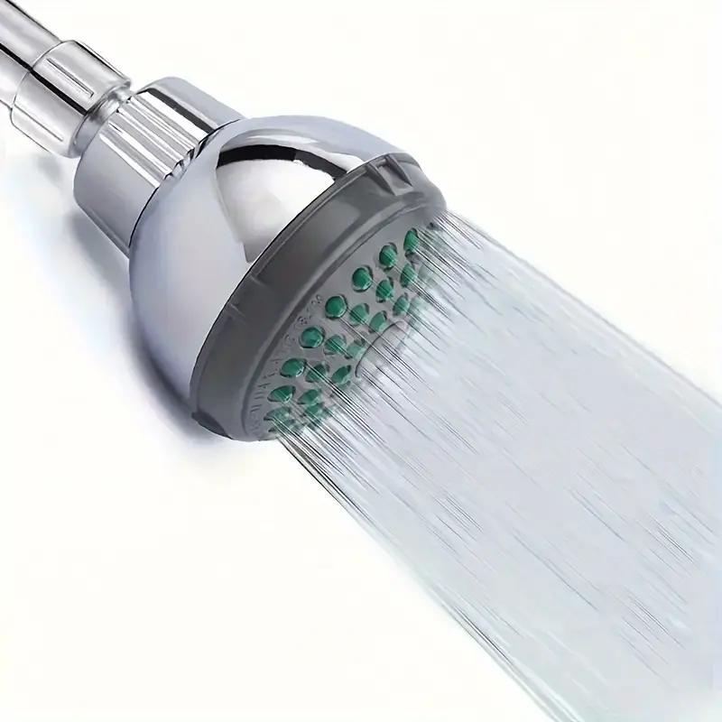 Pommeau de douche haute pression avec système anti-obstruction et pivotant - Montage mural, accessoire de salle de bain rond en plastique