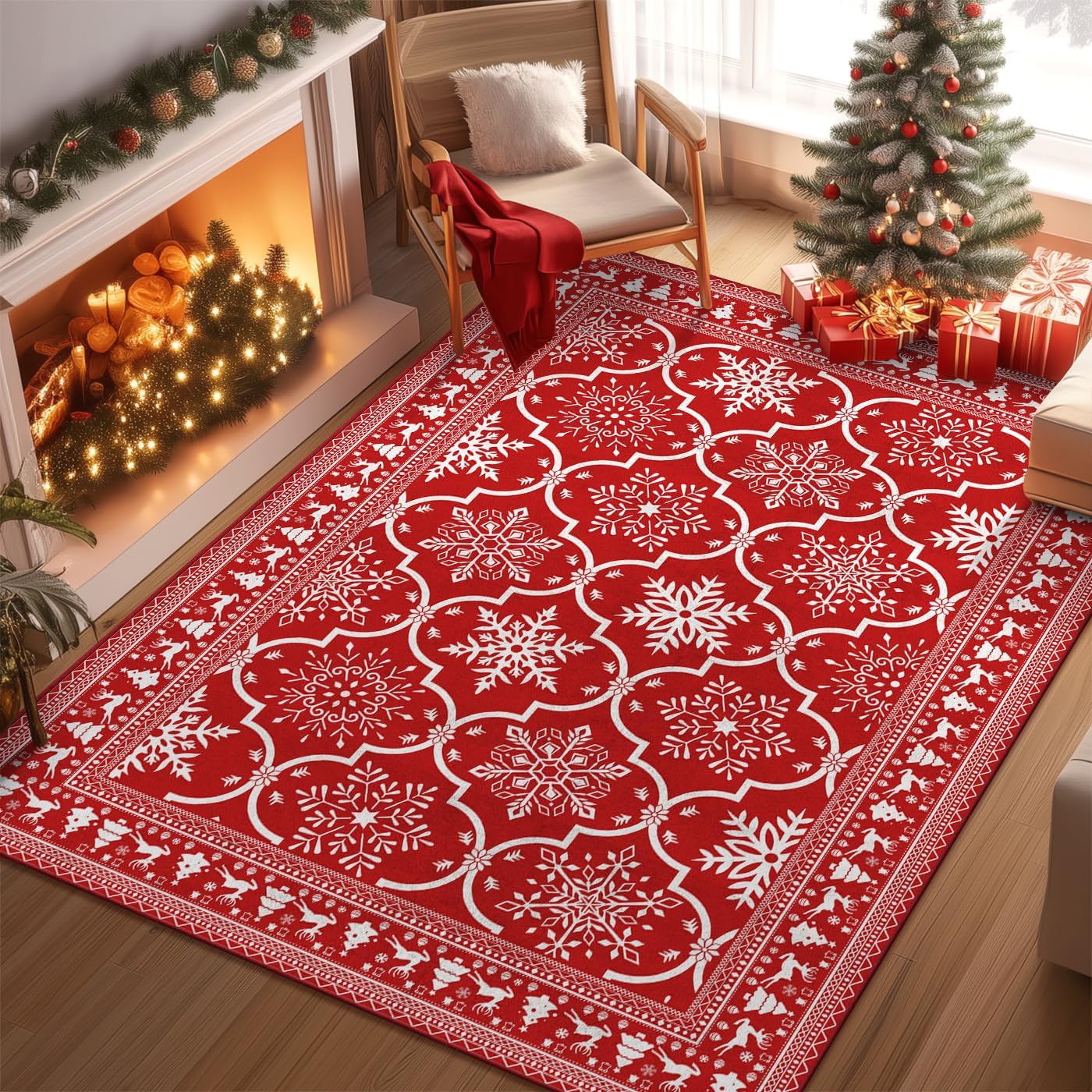 

Fresh and Clean Christmas Pattern Anti-slip Carpet for Living Room, Bedroom Side Floor Mat and Home Decoration 80x120cm 31x47inch