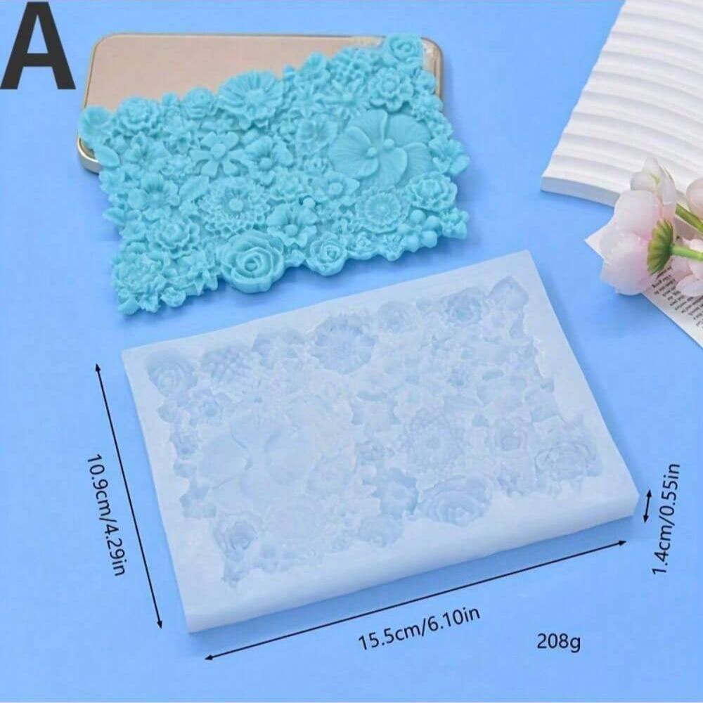 Flower Platter Silicone Mold 3D Fondant Mold for DIY Pudding Chocolate Candy Dessert Gummy Handmade Soap Bakeware Cake Supplies
