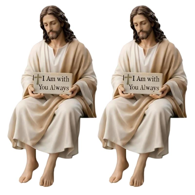 Inspirierende Christusstatue mit handbemaltem Detail Harz Schreibtisch-Begleitfigur Christliches Ornament Religiöses Geschenk