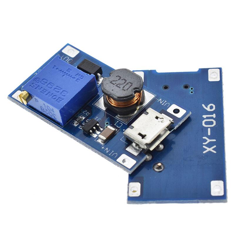 LIZAO MT3608 DC-DC Adjustable Boost Module 2A Boost Plate Step Up Module with MICRO USB 2V-24V To 5V 9V 12V 28V