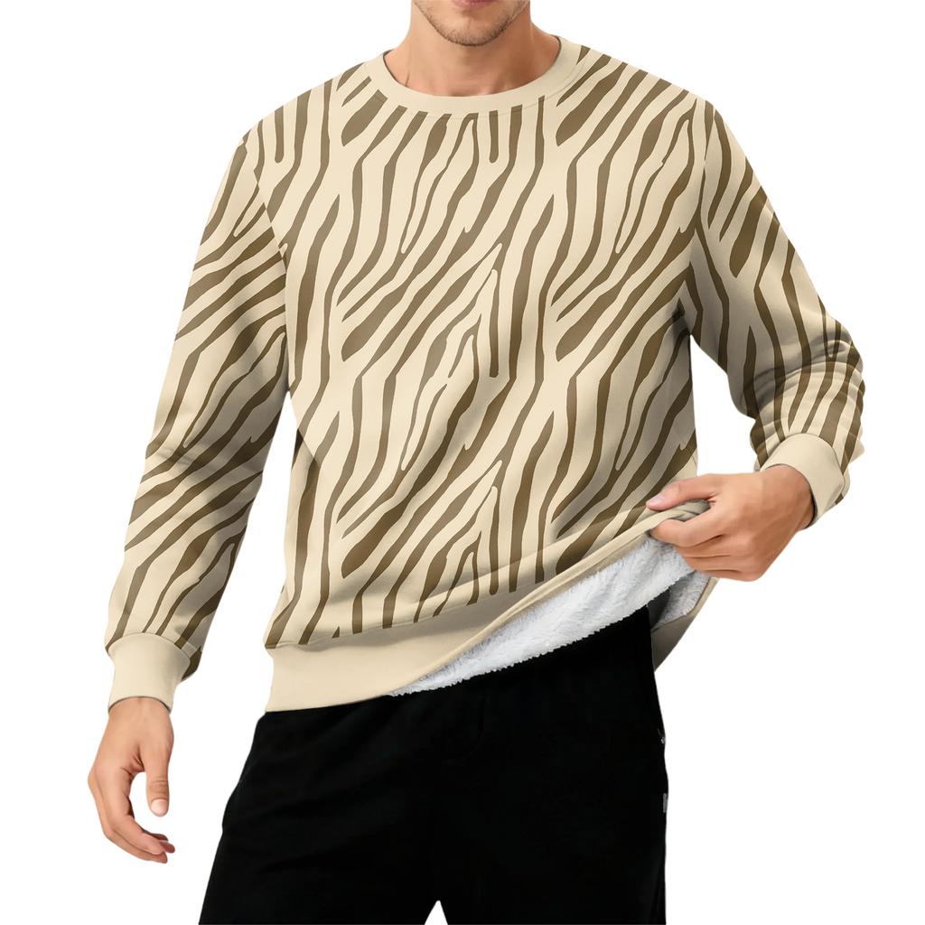 Herren Rundhals Fleecegefüttert Dick Einfarbig Sweatshirt