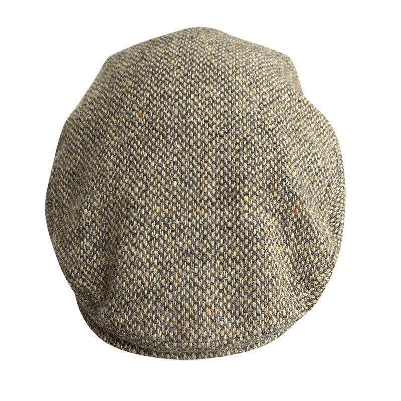 Gent Tweed Retro Big Size 60cm Newsboy Caps Men Autumn Woolen Striped Checkered Forward Hat Herringbone Flat Top Detective Beret