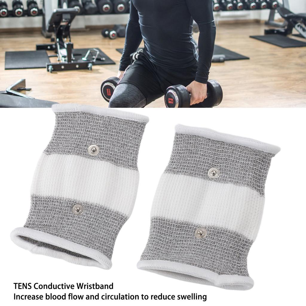 1 Pair TENS Conductive Wristband Elastic Silver Fiber Improve Circulation Electrode Wrist Wrap for Arthritis Tendonitis