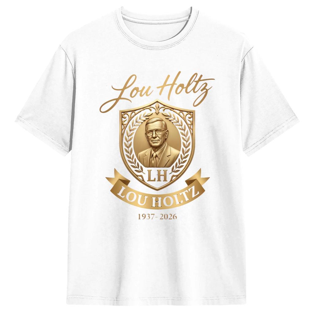 Vintage TShirt Beach Lou Holtz Logo Popular T Shirts 100 Cotton Tee Shirt for Men Y2K Casual Custom DIY Short Sleeve Tees