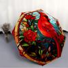 1pc Stained Glass Cardinal Automatic Open/Close Umbrella with Windproof, Functional Design, 8-Rib Sturdy Canopy