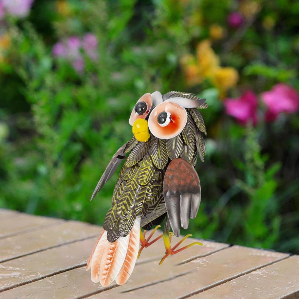 Outdoor Decor Iron Owl Sculpture Art Statue Craft Multipurpose Lifelike Handmade