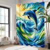 Dolphin Bathing Curtain  Bathroom Shower Curtain Waterproof With 12 Hooks Home Deco