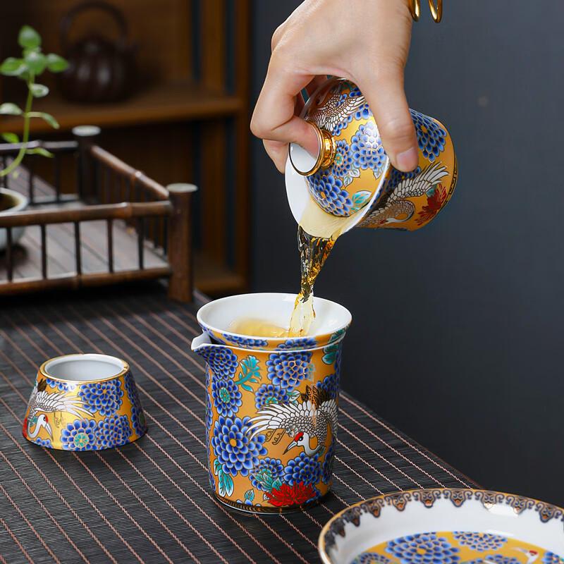 MULTIPOTENT Ceramic Crane Kung Fu Tea Set Gift Box