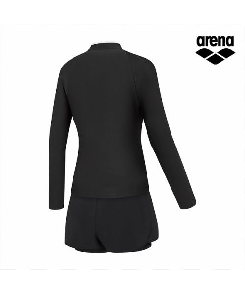 Alena Wavy Regular Fit Zip-Up Rash Guard 3-Pcs Set A6Bl1Ps01Blk