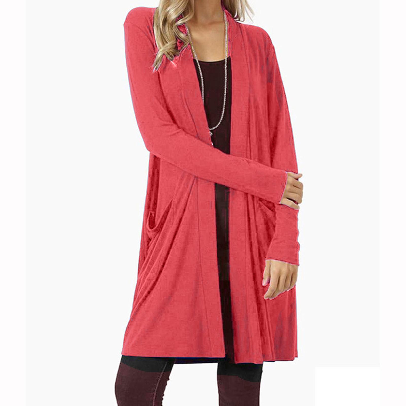 

Женский кардиган с открытой передней частью, свитер с длинными рукавами и карманами, свободная драпировка XXXXL