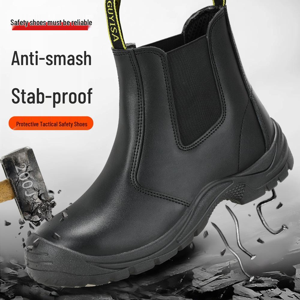 Crosschoice Sicherheitsstiefel aus Rindsleder mit Stahlkappe - Antistatisch, Durchtrittsicher, Stoßfest, Abriebfest, Staubfreier Schutz.