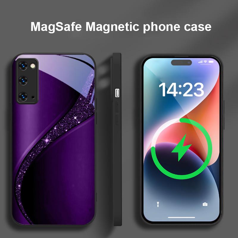 Brilliant golden galaxy For Magsafe Samsung S25 S25 Edge S25Ultra S8 9 10 20 S21 Pro 22 Plus S23 FE S24 Ultra Glass Phone Case