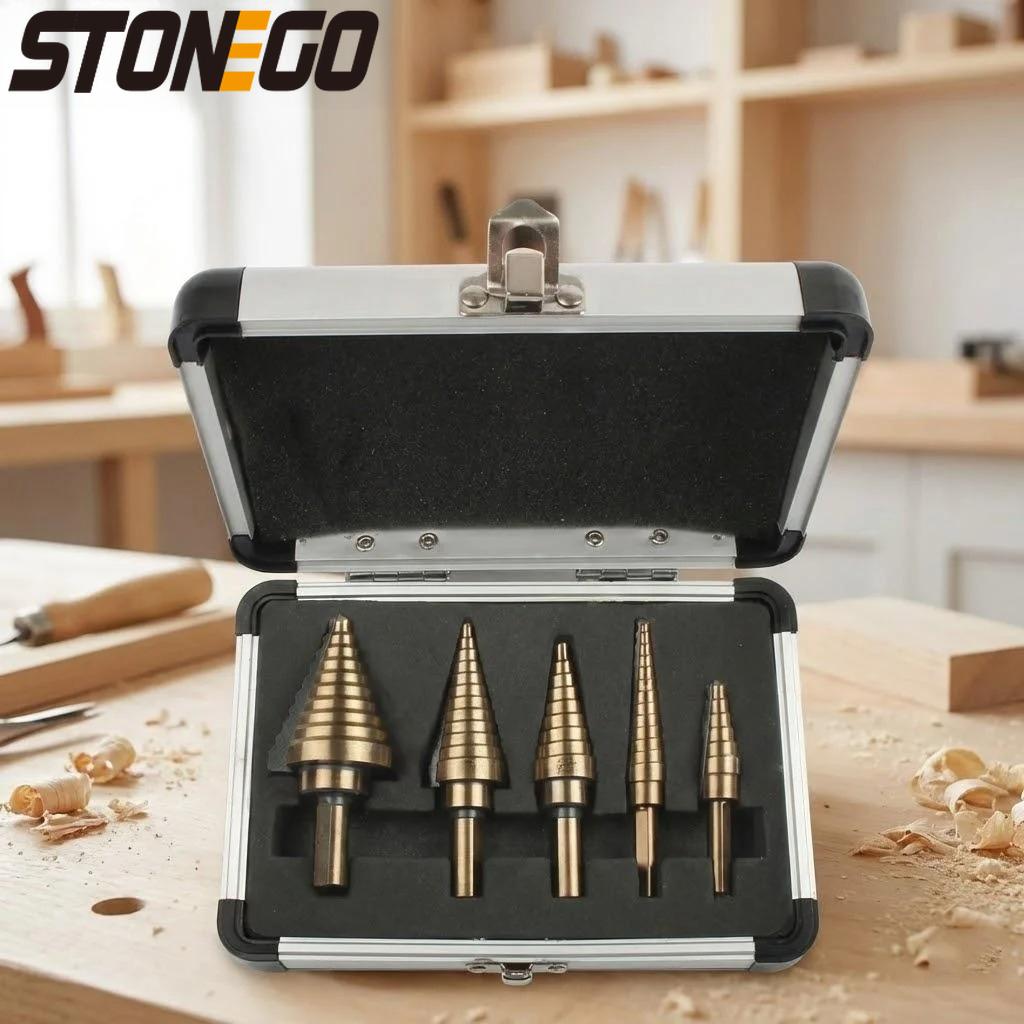 5pcs Step Drill Bit Set HSS Cobalt Metal Hole Cutter Titanium Conical Carbide Punch Tool 50 Size Perforated Drill Bits