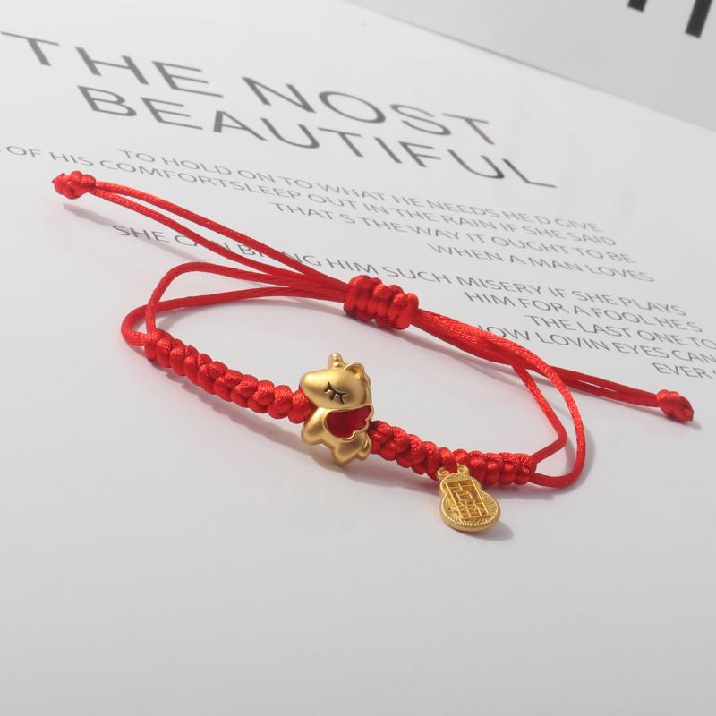 2026 New Year Zodiac Horse Bracelet Cartoon Lucky Horse Red String Woven Bracelet Couple Friend New Year Blessing Gift