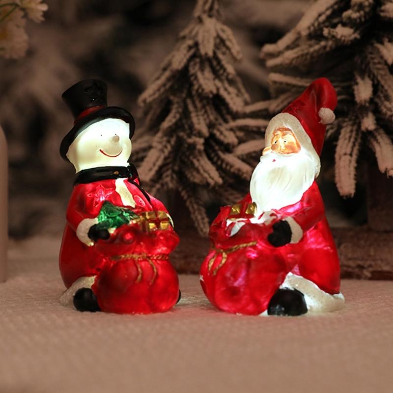 Santa/Snowman Shaped Resin Sculpture for Festival Home Decoration Desktop Ornament Accessories Holiday Party Supplies