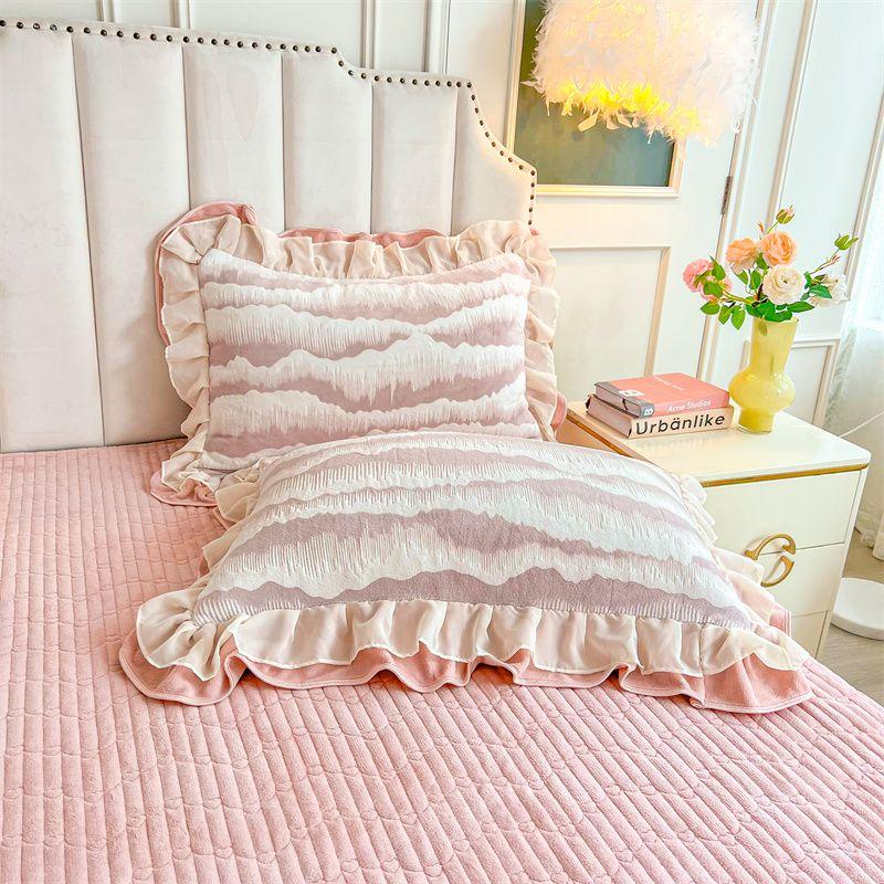 Winter Double-layer Lace Pillowcase Set 48X74 Pillow Core Cover Warm Carved Velvet Pillowcase Cover