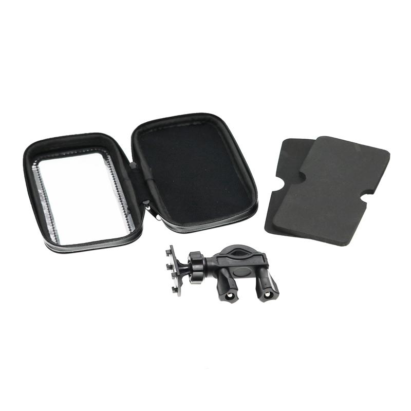 LMoDri Motorcycle Handlebar Phone Holder Zipper Pocket Waterproof PU Leather Accessories Dual Screw for Harley