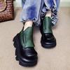 Thick-soled Retro 2025 Autumn and Winter Handmade Women's Boots Light Luxury Muffin Super Big Head Boots Color Matching Velvet Wedge Heel Short Boots