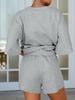 Womens 3/4 Sleeve Lounge Set Oversized Top and Elastic Waist Shorts