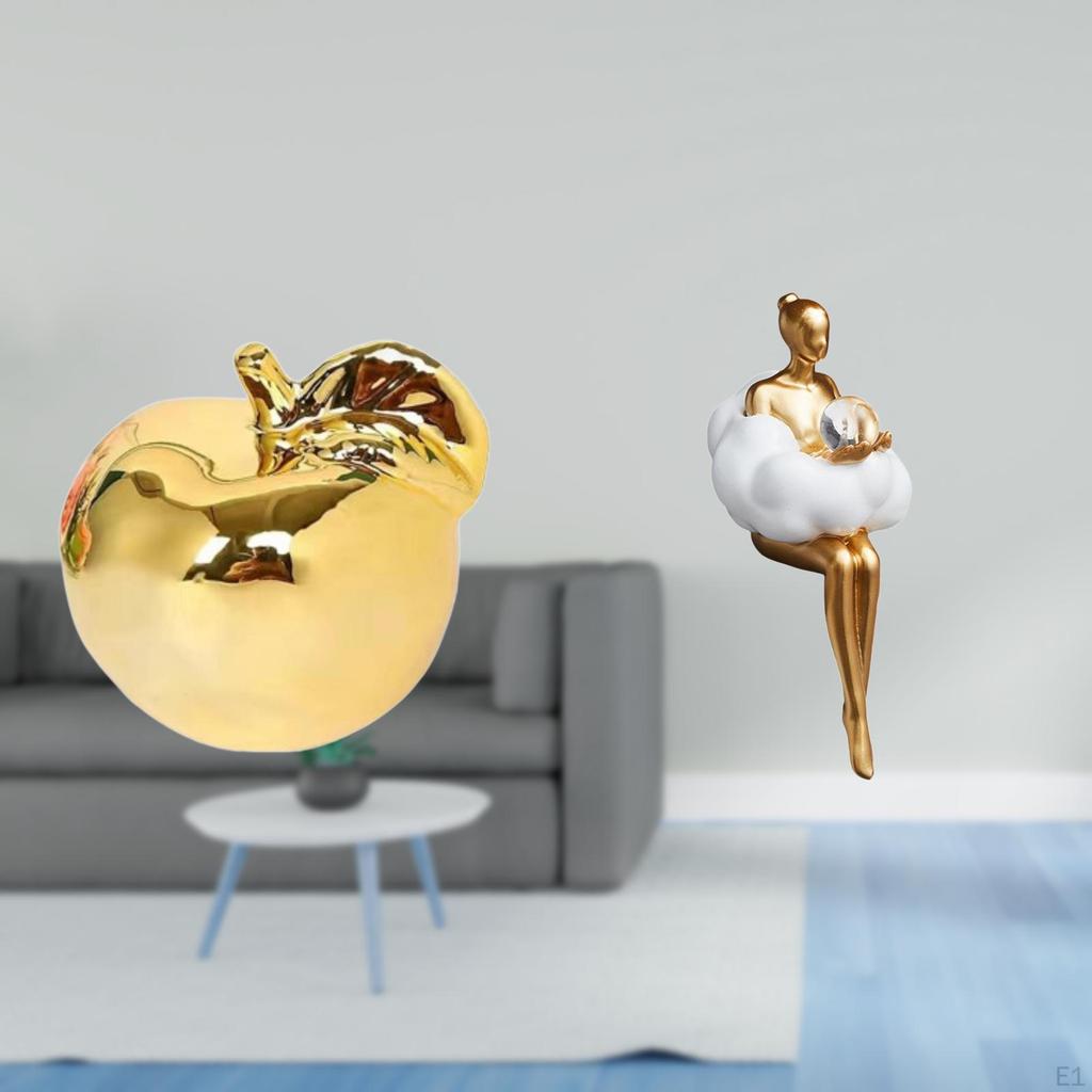 Delicate Girl Ceramic Resin Figurine Sculpture Creative Abstract Art Ornament for Office Restaurant