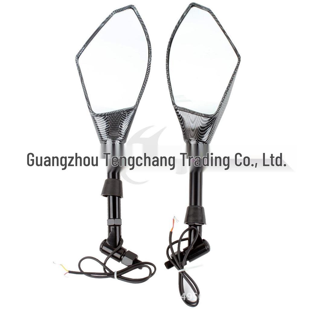 Universal 10mm Rearview Mirror with LED Turn Signal & Stylish Reflector