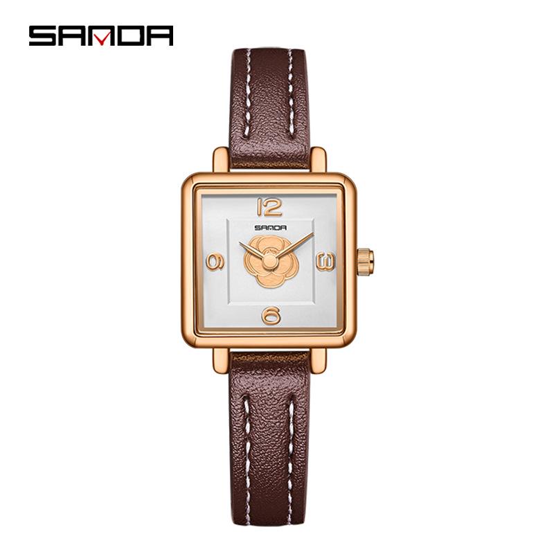 Sanda Women s Luxury Waterproof Quartz Square Wristwatch – Elegant and Classic Design