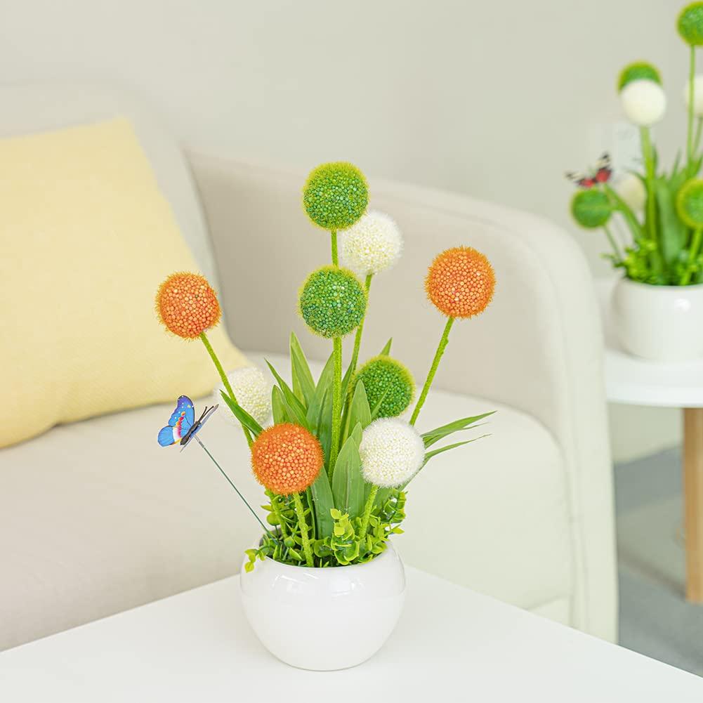 WillingYou Artificial Flowers, Stylish Nordic Decor, with Vase, Fake Allium Flowers, Includes One Vase and One Bouquet, Multicolor