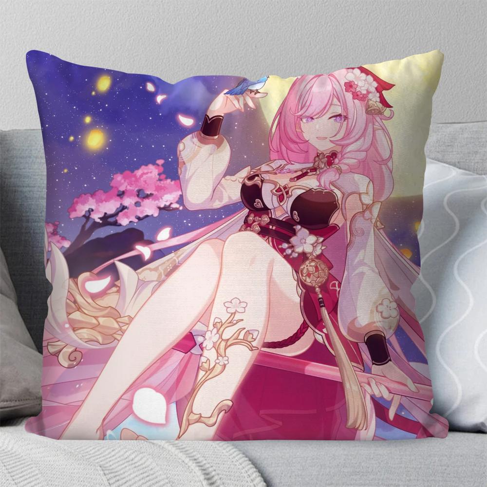 1pc Elysia Animation H-Honkai I-Impact 3 Pillow Case Square Pillow Bedroom SofaLeisureComfortCarLivingRoom Home Decoration 40X40