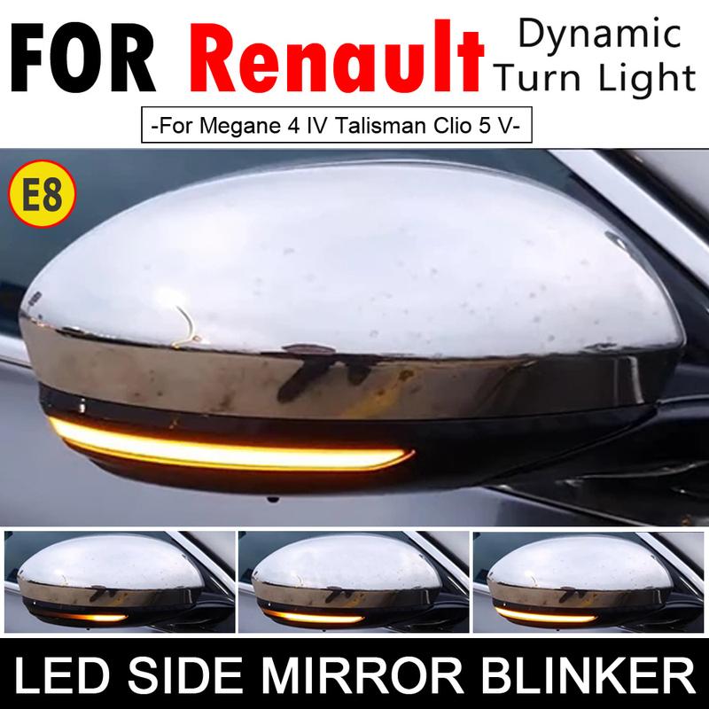 2pcs Side Mirror LED Turn Signal Arrow Light For Renault Megane MK4 Talisman 2016-2021 Clio V MK5 2019-2022 Dynamic Blinker
