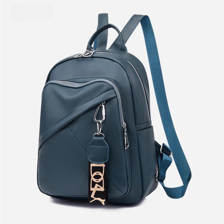 

New stylish and simple women s soft leather backpack 29*12*35cm темно-синий