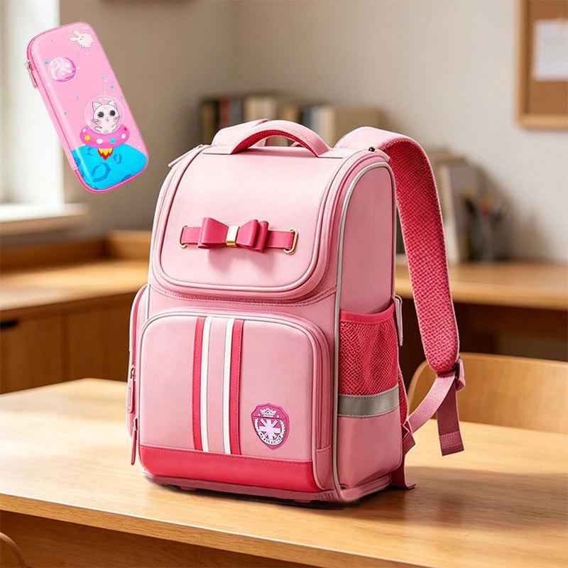 British Style Waterproof Backpack for Grades 1-6: Spine Protection, Load Reduction, Large Capacity, Boys' Double Shoulder School Bag