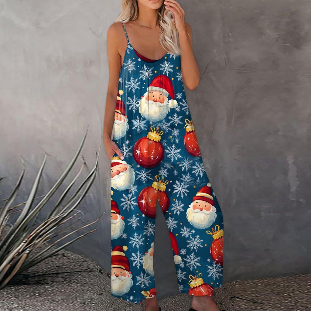 Bedruckter Damen-Overall, lässig, lockerer, verstellbarer Straps-Overall