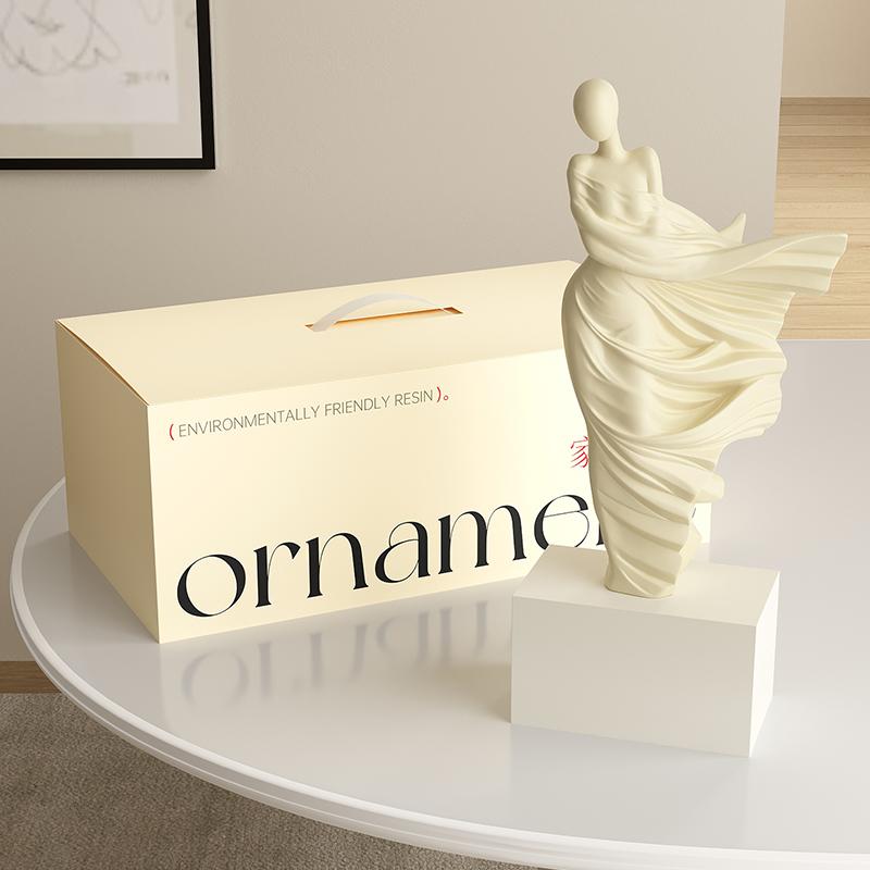 Cream White Figure Art Figurine Sculpture Advanced Sculpture Living Room Wine Cabinet Home Decor Resin Crafts Decor Crafts