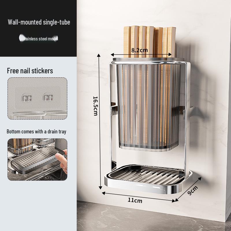 

Настенный держатель для палочек и ложек из нержавеющей стали на присоске с дренажом