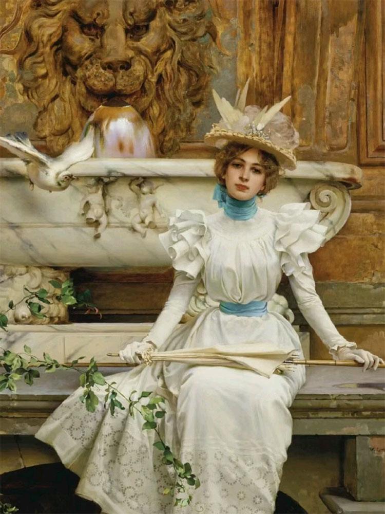 

5D DIY Алмазная картина Вышивка Классическая картина маслом Рококо Искусство Женская вышивка крестом Искусство Домашнее украшение Full Round 20x30CM