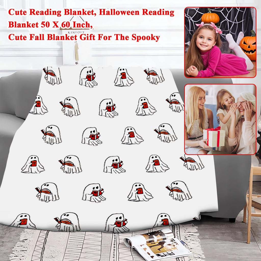 Cute Reading Blanket, Halloween Reading Blanket 50 X 60 Inch, Cute Fall Blanket Gift For The Spooky