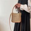 French Straw Woven Bag Summer New Style Literary and Fresh Handbag Casual One-shoulder Crossbody Bucket Bag