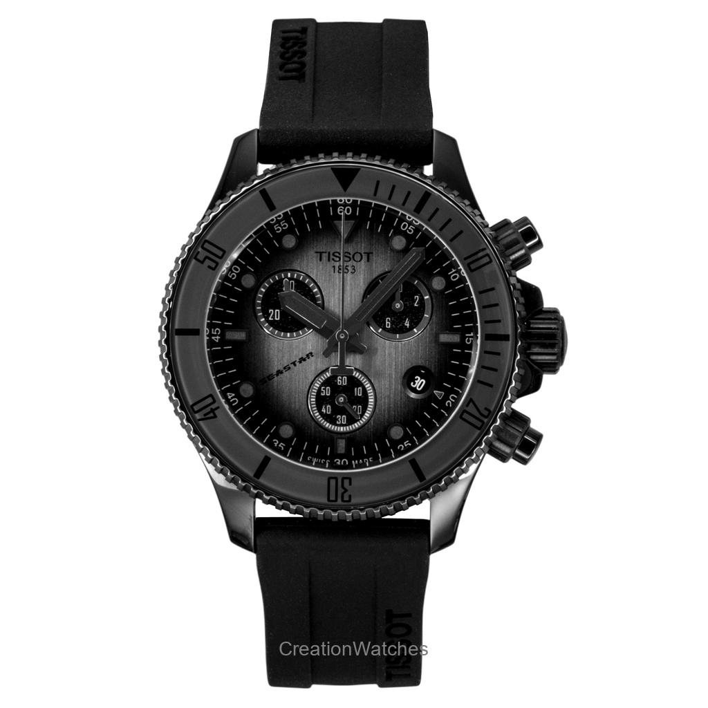 Tissot SeaStar 1000 Хронограф Синтетический ремешок Черный циферблат Кварцевые Дайверские T120.217.37.061.00 300M Мужские часы чёрный