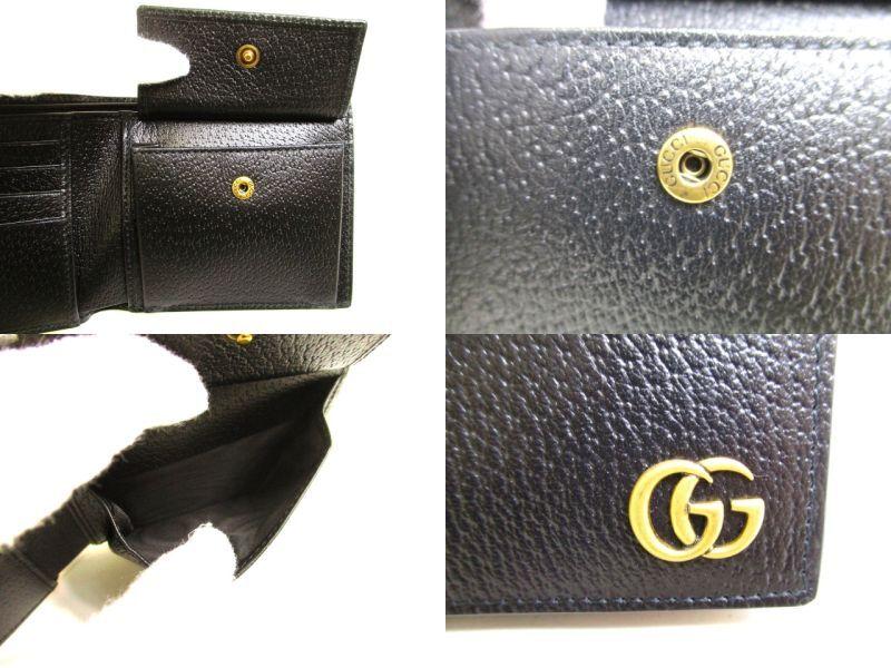 Authentic GUCCI GG Marmont Black Leather Bifold Wallet Compact Wallet #9586 Refurbished