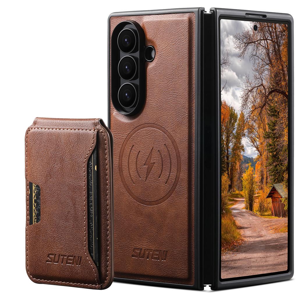 Portafoglio in Pelle Magnetico Forte 2 in 1 Slot Carte Custodia Telefono per Samsung Galaxy Z Fold 7 Supporto Copertura Ricarica Wireless
