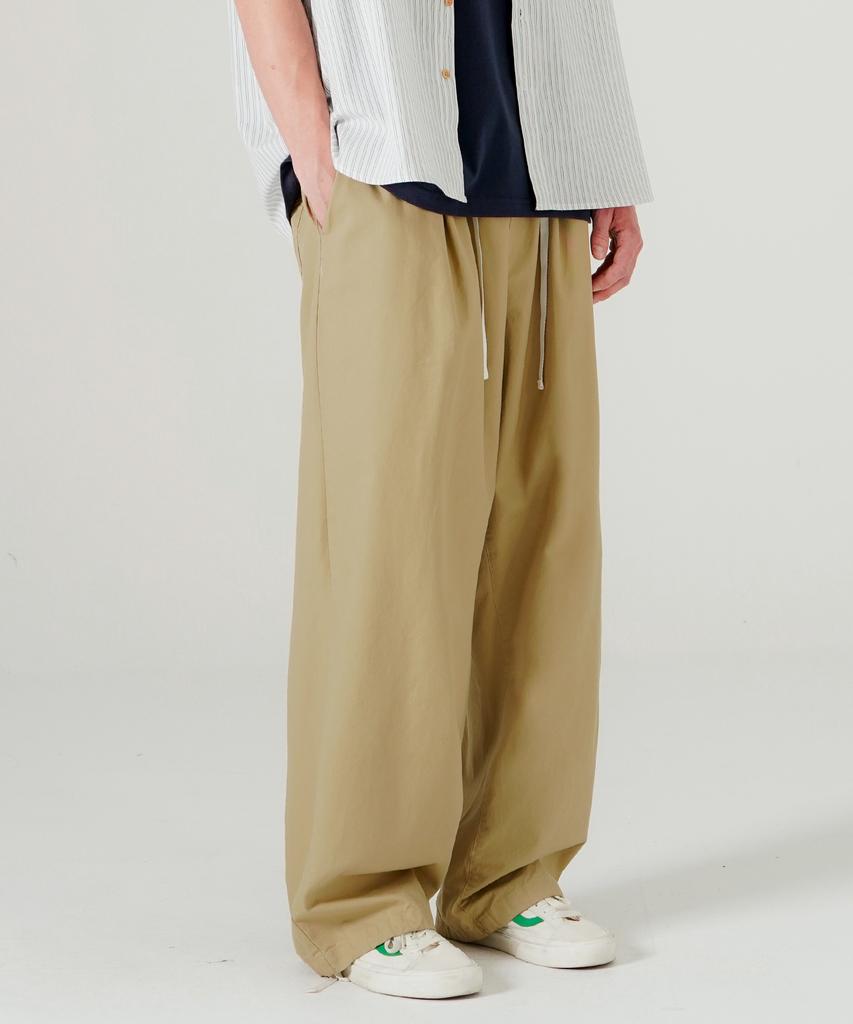 WV PROJECT Gabardine Cotton Elastic Waist Pants Beige Mjlp7786