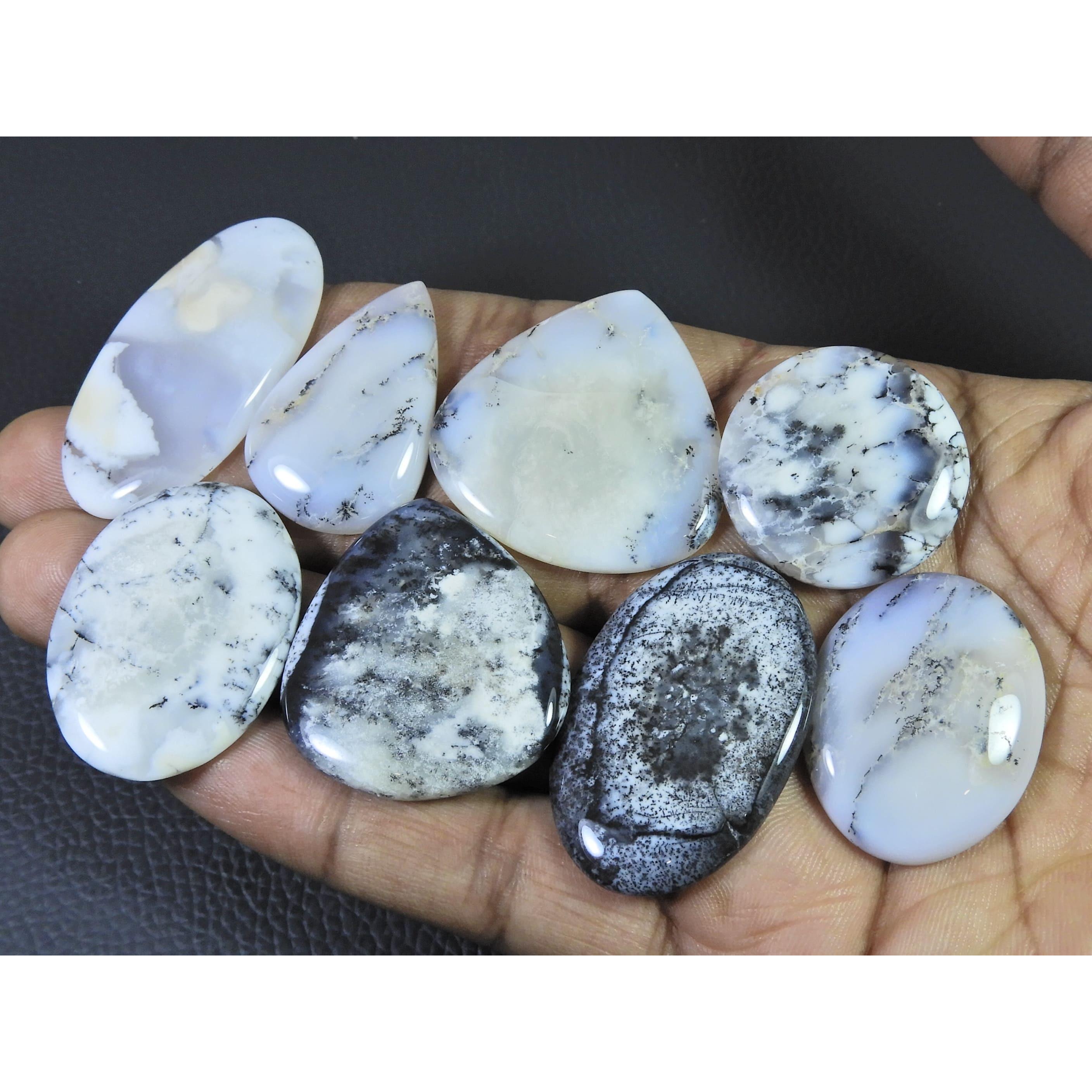 310Cts. Natural Dendrite Opal Agate Mix Cabochon Loose Gemstone 8Pcs Lot C-2008