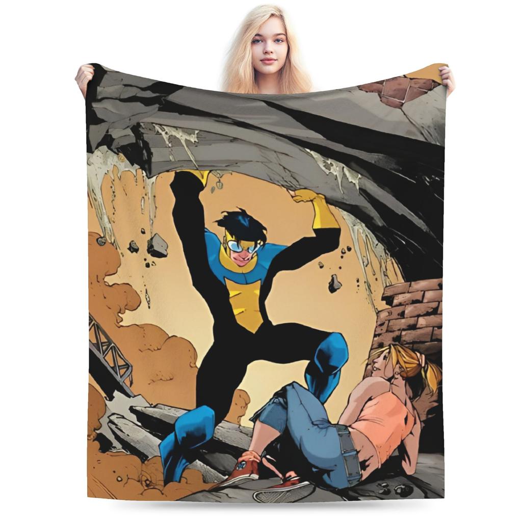 Invincible omniman amazing hero anime Blankets Super Soft Velvet Novelty Gift Throw Blanket Plush Thin Quilt
