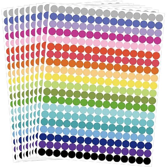12000 PCS Small Colored Dot Stickers, 1/4" Round Color Coding Labels,20 Colors Circle Tiny Dot Stickers for Classroom, Office, Library, Inventory