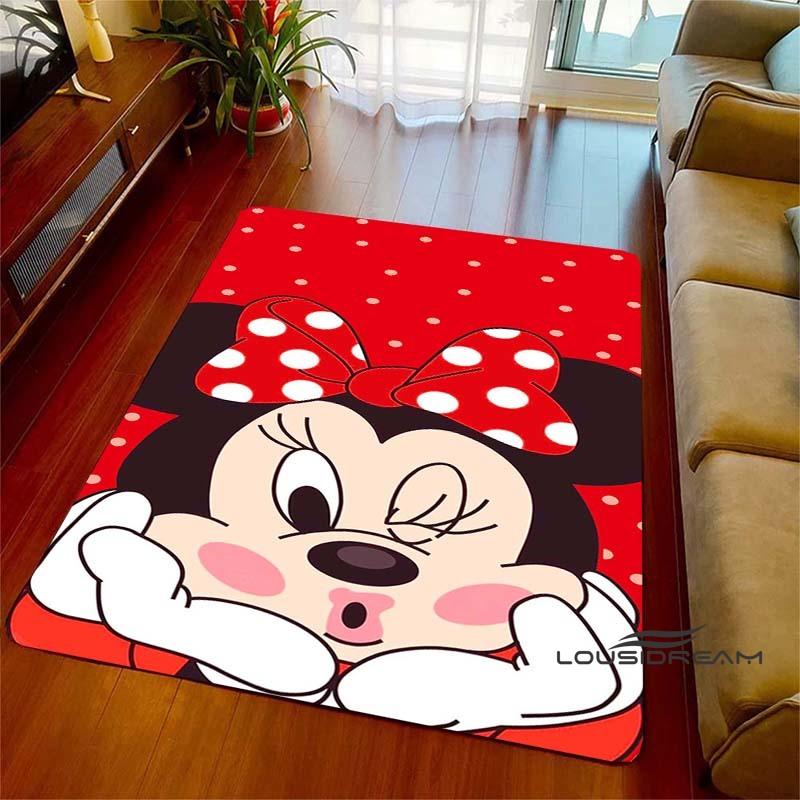 Cute Pink Minnie Mouse Cartoon Rug, Suitable for Living Room, Bedroom, Kitchen, Hallway, Children's Non-slip Floor Mat,